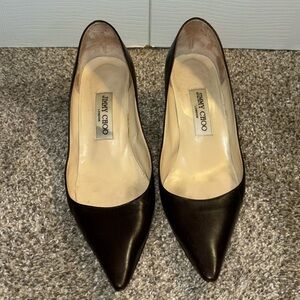 Jimmy Choo Brown Leather Pointed Toe Heels Size 37.5